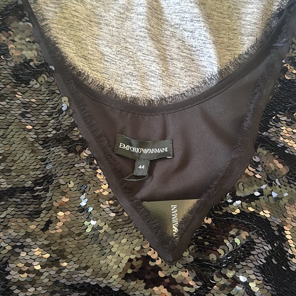 Emporio Armani || NWT || Black Sequin Tunic Dress w/ Chiffon Skirt - Picture 5 of 10